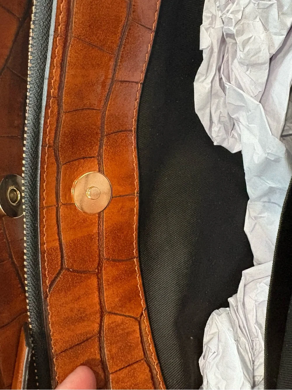 NWT Claudia Firenze Women's Croc-Embossed Leather Satchel in Brown
